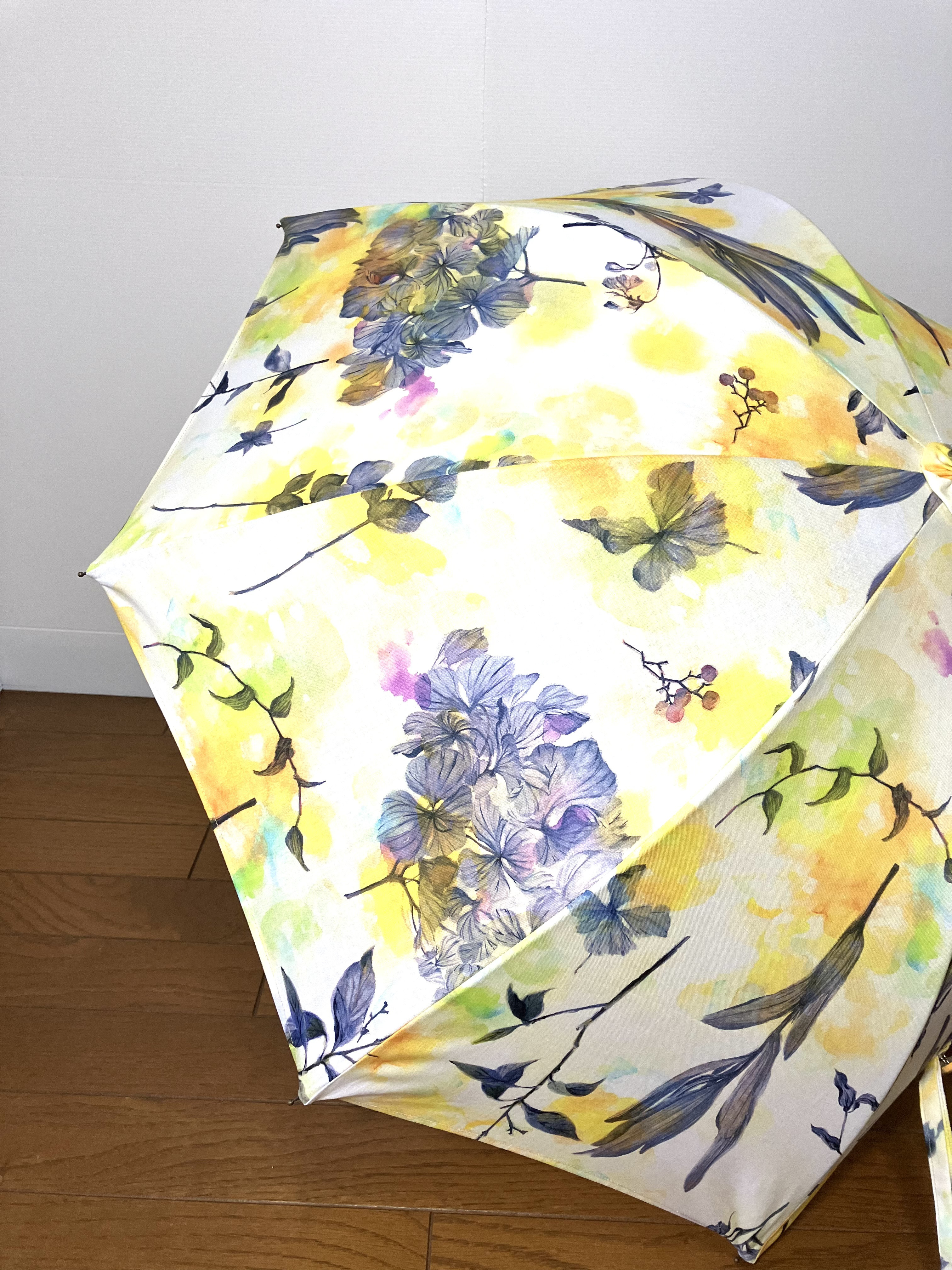 手作り日傘　送料無料　水彩画をモチーフにした花々