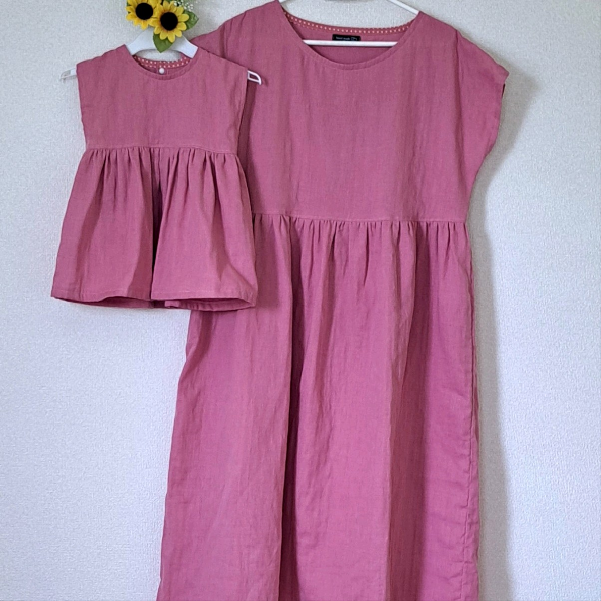 【再販】親子お揃い ❤Wガーゼワンピース ❤お好きなカラー  親子コーデ