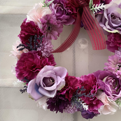 紫　リース　フラワー　25㎝　敬老の日　パープル　 10枚目の画像
