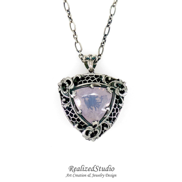 11.4ct Pearly Amethyst Rococo Scrolling Fretwork 925 Pendant 8枚目の画像