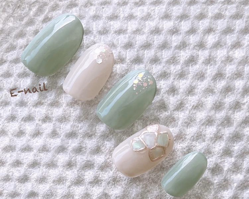 Nailwear ネイルチップ 10個入り ミントグリーン 21・ニュアンスネイルチップ ミントグリーン - mignon~order