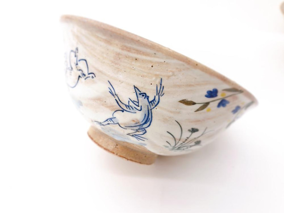 【清水焼】鳥獣戯画　飯碗（青） 3枚目の画像