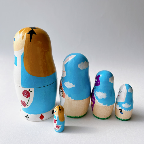 受注制作】青空頭巾マトリョーシカ☆大きいアリスと小さいアリス