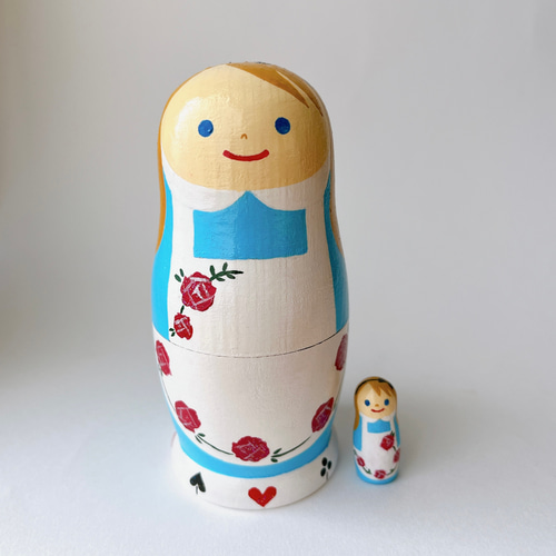 新品　ロシア製 マトリョーシカ 紺色頭巾　11cmサイズ　5体セット trad62_0.jpg