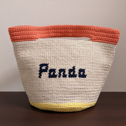 パンダの模様の手編みミニトートバッグ（ コットン 100%）パンダ　ミニトート 7枚目の画像