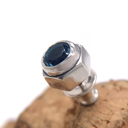 ブルートパーズ シルバーピアス メンズ/シルバー925 片耳