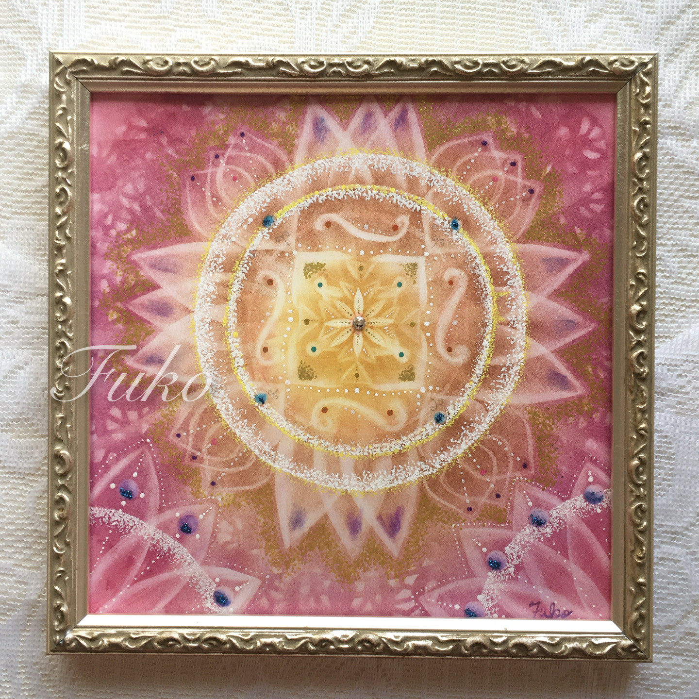 【絵画】コズミック曼荼羅《ポストカード+おまけ付》パステル　曼荼羅アート　宇宙　神秘