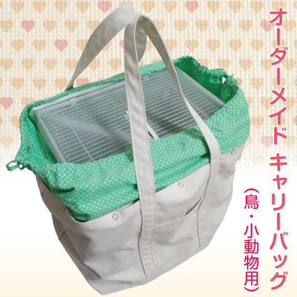 春・夏用 インコ 通院 帆布 バッグ（鳥・小動物用）オーダー