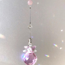 美しいサンキャッチャー　『幸せのプリンセス＊フェデフルール』天然石　ローズクオーツ　水晶 2枚目の画像