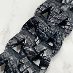 日本製　クロコダイル　マット仕上げ　メッシュ　チェーンベルト　３５mm巾　上質　エキゾチックレザー 5枚目の画像
