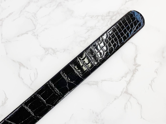 日本製　クロコダイル　３０㎜巾　上質　ベルト　ボンベ加工　真鍮磨き上げ金具　エキゾチックレザー 画像参照