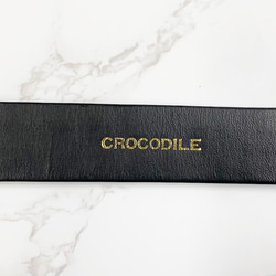 日本製　クロコダイル　３０㎜巾　上質　ベルト　ボンベ加工　真鍮磨き上げ金具　エキゾチックレザー 6枚目の画像