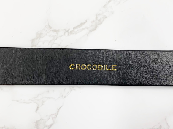 日本製　クロコダイル　３０㎜巾　上質　ベルト　ボンベ加工　真鍮磨き上げ金具　エキゾチックレザー 6枚目の画像