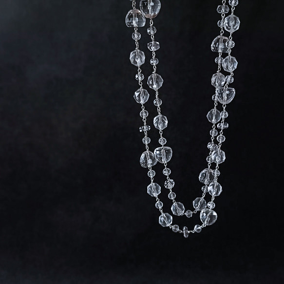 【選べる長さ】 クリスタルクォーツ (天然水晶) × silver の ロング ネックレス　80、90、100cm
