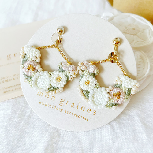 みえさま専用♡一点物！！再販不可♡art flower ピアス イヤリング 復刻デザイン♡《 Elegant flower bijou circle 》 エレガント