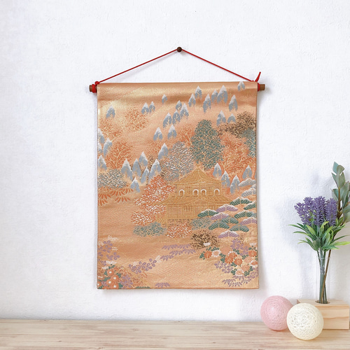 かわいい新作 帯のタペストリー タペストリー 帯リメイク167 京風景文様 絵画