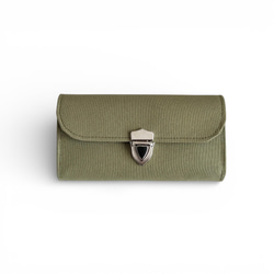 3ファスナーポケット/ 家計やりくり財布/植物柄ブラック 長財布 Mimity