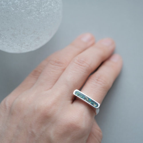 2コset) オパール 銀河 ペア リング シルバー925 指輪・リング（メンズ