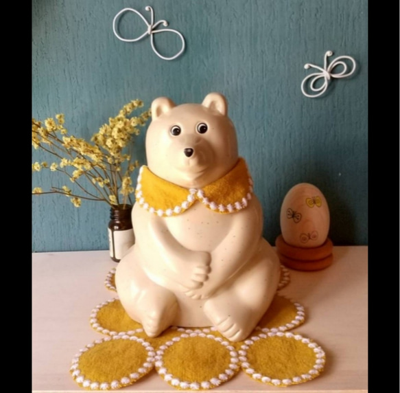 ディスプレイマット インテリアマット 北欧風 タンバリン風 マスタード