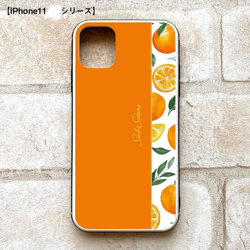 ブラッドオレンジのスマホケース 強化ガラス iphone16 iphone15