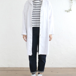 《販売終了》リネン ショールカラー 2wayシャツコート 羽織り （ホワイト）CO01. 4枚目の画像