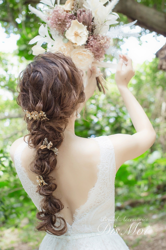 大人気♥ヘッドドレス 結婚式　花嫁 ヘアアクセサリー ヘッドアクセサリー ウェディング ブライダル　フラワー　リーフ 4枚目の画像