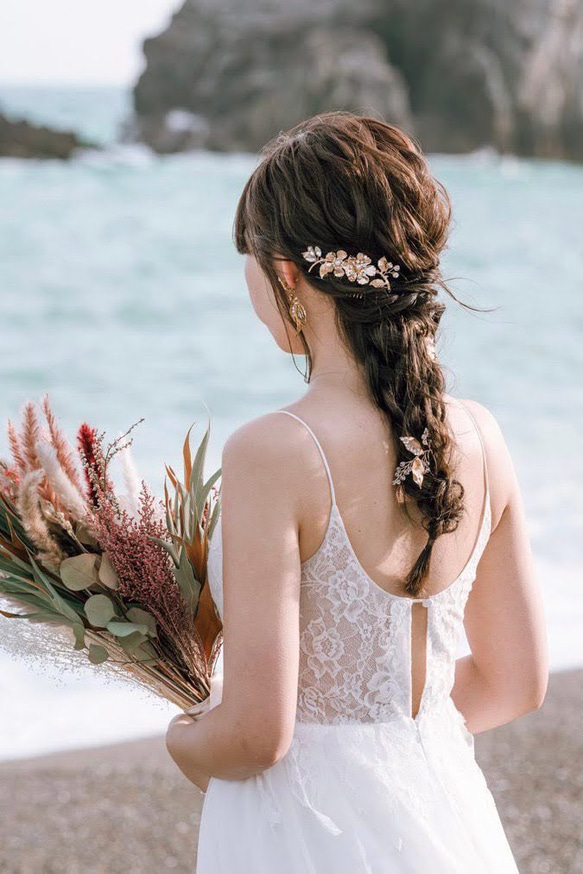 大人気♥ヘッドドレス 結婚式　花嫁 ヘアアクセサリー ヘッドアクセサリー ウェディング ブライダル　フラワー　リーフ 6枚目の画像