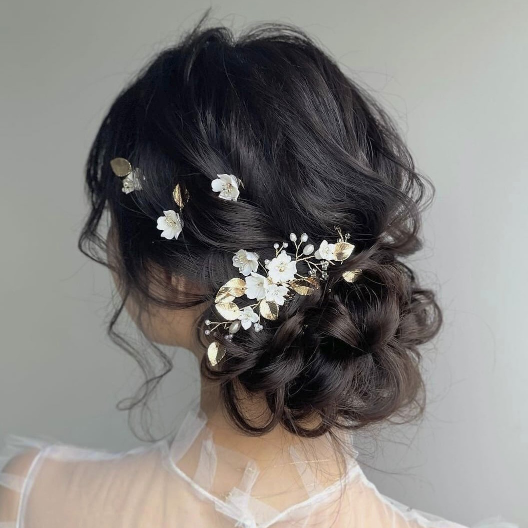 ヘッドドレス 結婚式　花嫁 ヘアアクセサリー ヘッドアクセサリー ウェディング ブライダル　フラワー　リーフ　小枝