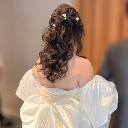 ヘッドドレス 結婚式　花嫁 ヘアアクセサリー ヘッドアクセサリー ウェディング ブライダル　フラワー　リーフ　小枝 5枚目の画像