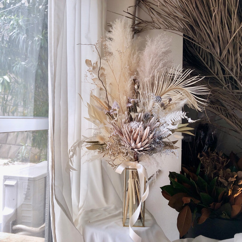 パンパスグラス ドライフラワー ガラス花瓶 セット 楽天市場