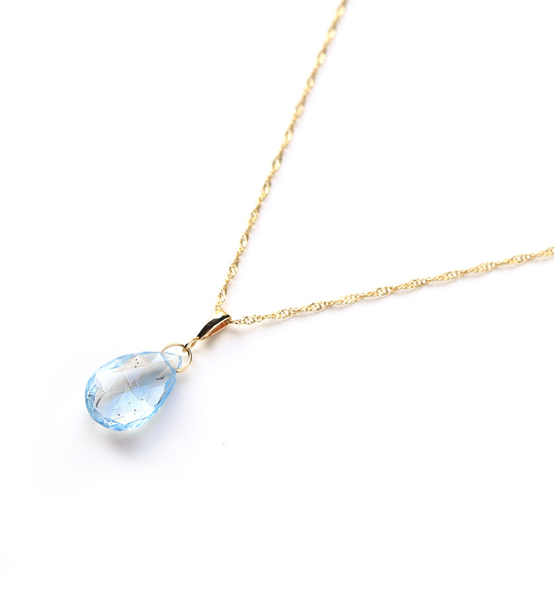 3月誕生石 K10 大粒アクアマリン(平ドロップ) ネックレスチャーム BOURGEON(チェーンセット購入可能)