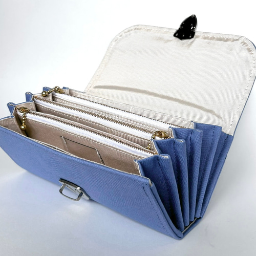 改良型】家計やりくり財布/スカイブルー 長財布 Mimity Handmade 改良型】家計やりくり財布/スカイブルー 長財布 Mimity Handmade