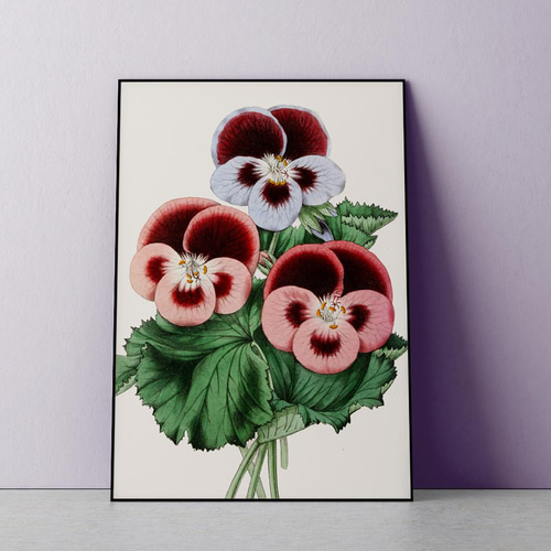 油彩画 花瓶の花 パンジー 青い花瓶のパンジー～水彩画～ : 油絵