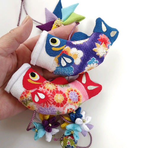 ちりめん細工の鯉のぼり ✾色鮮やかな鯉のぼりの吊るし飾り✾ 五月人形