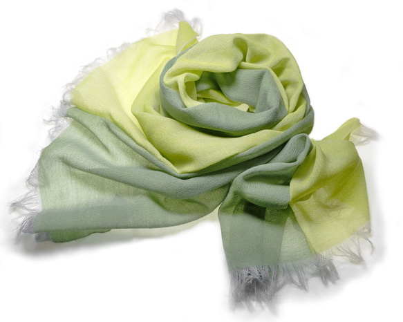 ウールガーゼ二重織ストール KASANE 若草色(スプリンググリーン