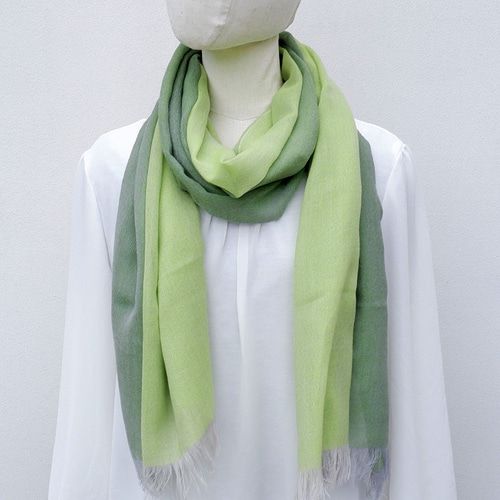 ウールガーゼ二重織ストール KASANE 若草色(スプリンググリーン