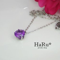 6mmアメジスト☆サージカルステンレスネックレス*N23 3枚目の画像