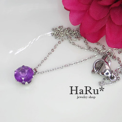 6mmアメジスト☆サージカルステンレスネックレス*N23 4枚目の画像