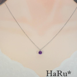 6mmアメジスト☆サージカルステンレスネックレス*N23 5枚目の画像