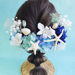 サムシングブルー　デンファレ　スターフィッシュ　髪飾り　マリン　マーメイド 1枚目の画像