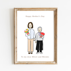 【予約販売】母の日ギフト　似顔絵アートポスター【名入れ/送料無料】 3枚目の画像