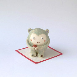 その座り姿が愛おしい・・おサルさん（申） 干支ミニ置物 陶器 その他