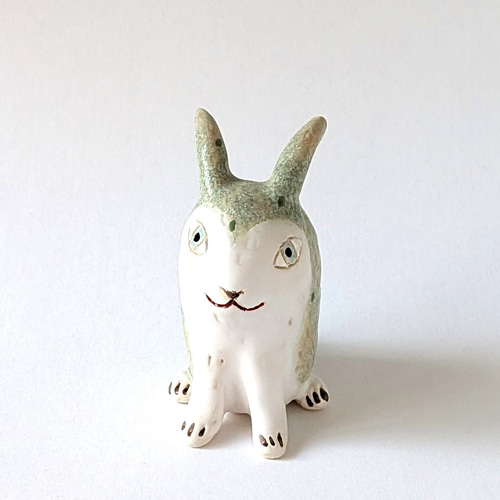 上品で優しいうさぎさん 干支ミニ置物 うさぎ 陶器 その他置物 raku