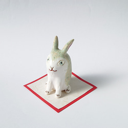 上品で優しいうさぎさん 干支ミニ置物 うさぎ 陶器 その他置物 raku