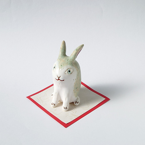 上品で優しいうさぎさん 干支ミニ置物 うさぎ 陶器 その他置物