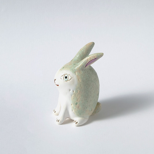 上品で優しいうさぎさん 干支ミニ置物 うさぎ 陶器 その他置物 raku