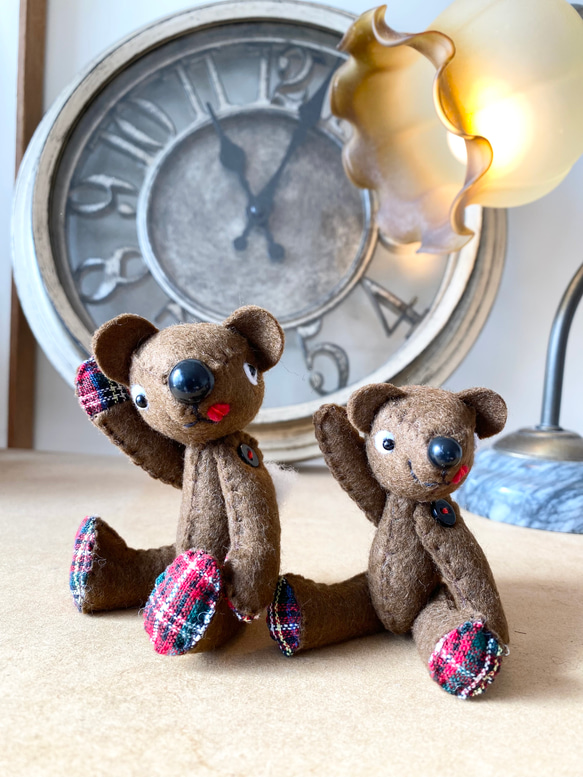 テディベア ハンドメイド ai bear 紅茶染め 手のひらサイズ 11.5㎝ テディベア ハンドメイド ai bear 紅茶染め 手のひらサイズ 11.5