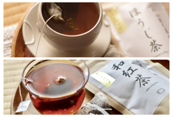 母の日に！煎茶「和」＆ほうじ茶＆和紅茶ティーバッグのギフトボックス！ドライフラワーセット 7枚目の画像