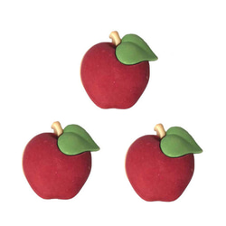 アメリカ ボタンガローア ボタン3個セット りんご B-2315 アップル 林檎 フルーツ 果物 入園入学 1枚目の画像