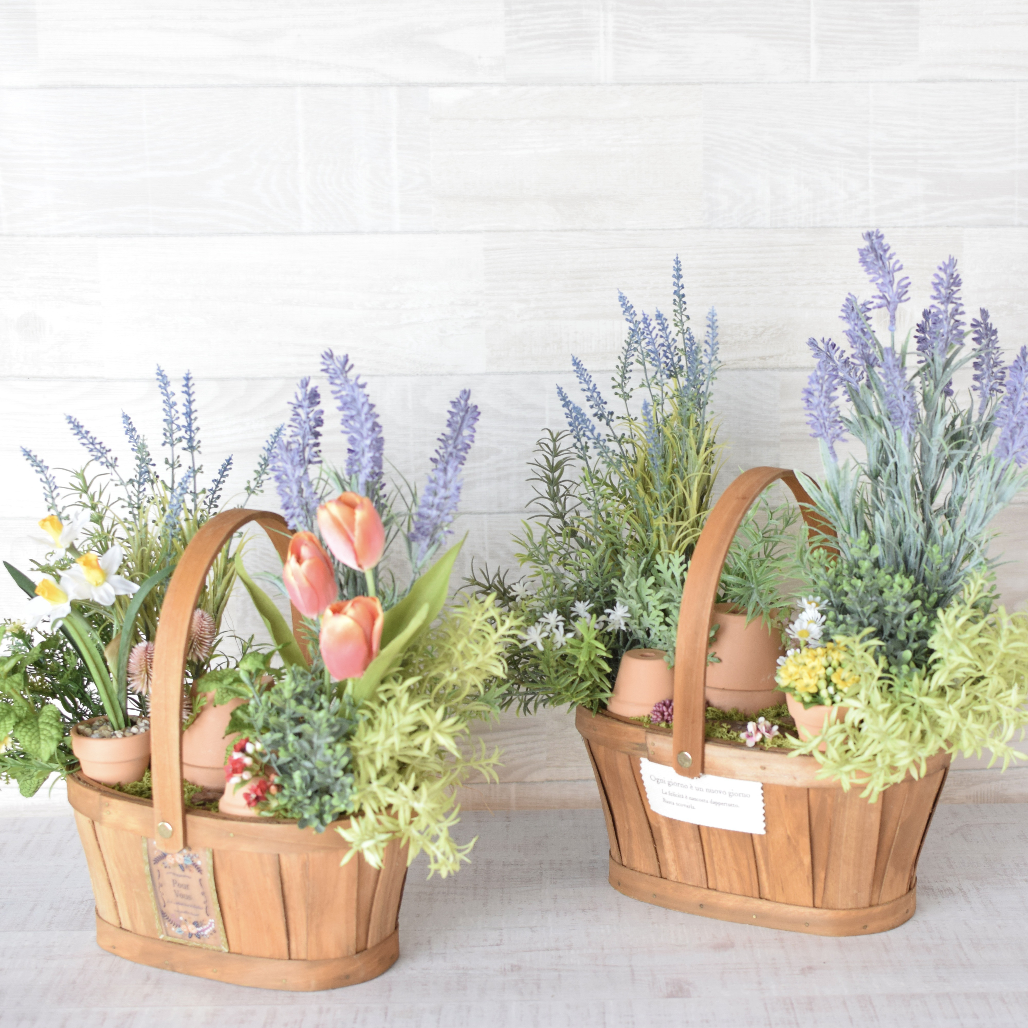 《送料無料！》枯れない 寄せ植えガーデン【木製コンテナ調】  ＊Creema限定